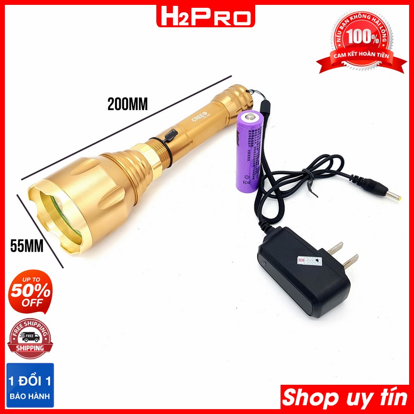 Đặc điểm nổi bật của đèn pin siêu sáng cầm tay CREE HD-A62 H2Pro dài 20cm, đèn pin siêu sáng pin sạc ( tặng củ sạc )