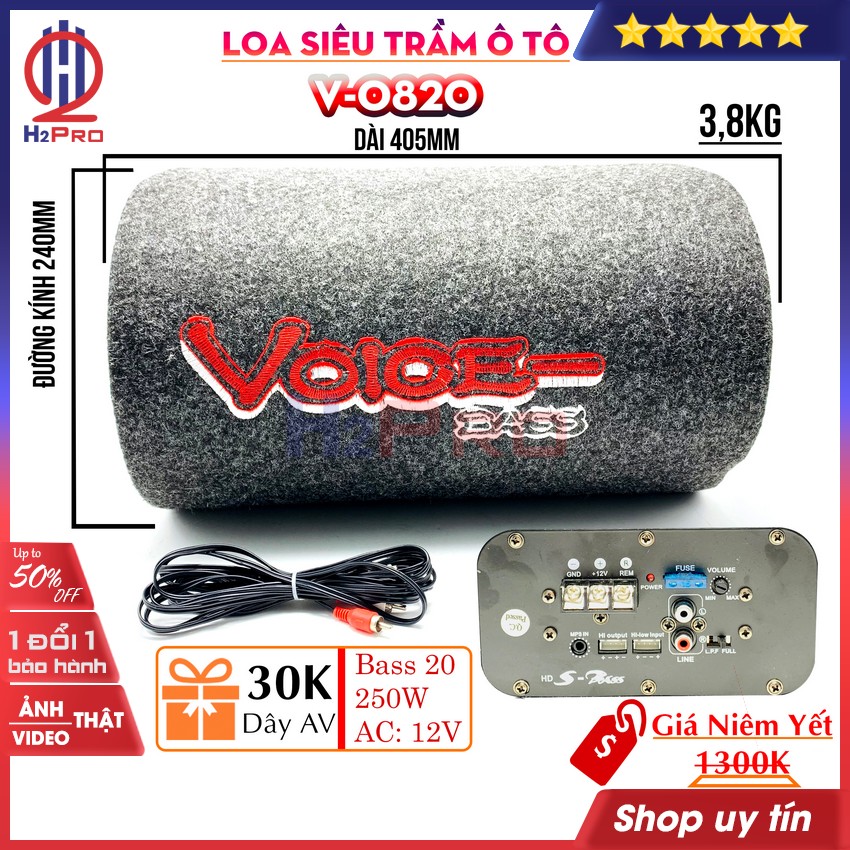 Đánh giá về Loa trầm ô tô V-0820 H2Pro cao cấp bass 20-250W-Siêu trầm (1 loa), loa sub gầm ghế ô tô giá rẻ điện 12V (tặng dây AV 30K)