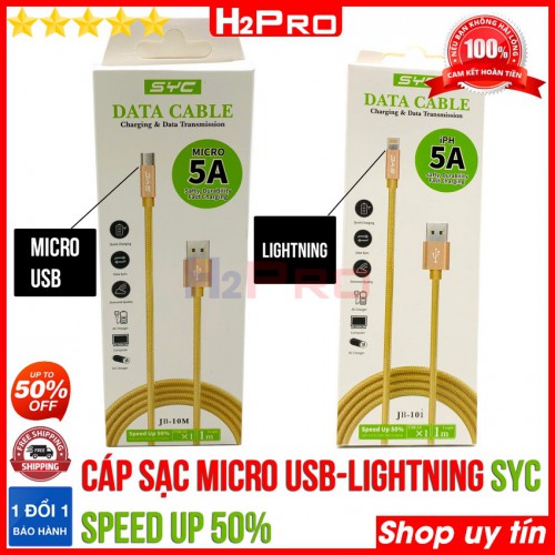 Cáp sạc Micro Usb-Lightning SYC H2Pro cao cấp dài 1m-chống đứt (1 chiếc), cáp sạc micro usb và lightning dùng cho Iphone chất lượng cao-giá rẻ