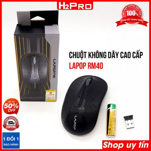 Chuột không dây cao cấp LAPOP RM40 H2PRO, chuột không dây giá rẻ tặng pin
