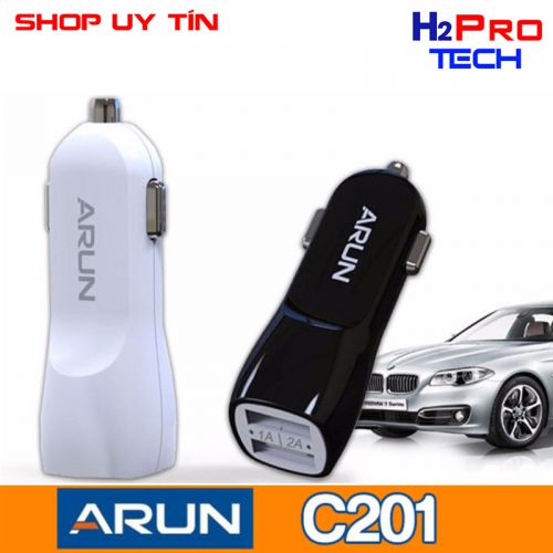 Cốc sạc xe hơi Arun C201 chính hãng 2 cổng USB | Cốc sạc nhanh