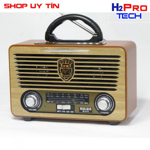 Đài Radio Pin Sạc MEIER M - U115 FM/AM/SW, USB/SD nâng cấp có bluetooth | Đài radio
