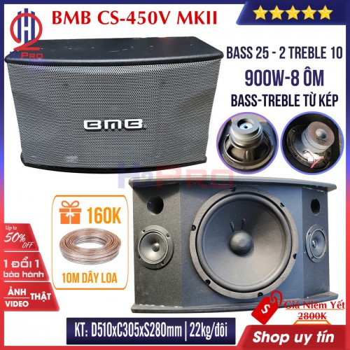 Đôi loa karaoke gia đình, loa hát karaoke BMB 450 bass 25-900W-bass ấm, hát hay ( quà 160k 10m dây loa) - Shop H2pro