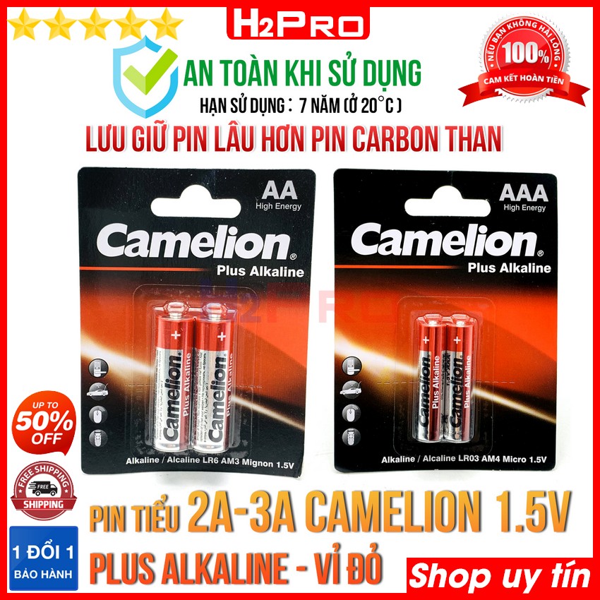 Đôi pin 2A-3A Camelion 1.5V H2Pro Plus Alkaline cao cấp-dung lượng cao (2 viên), Đôi pin AA-AAA Camelion hàng hãng