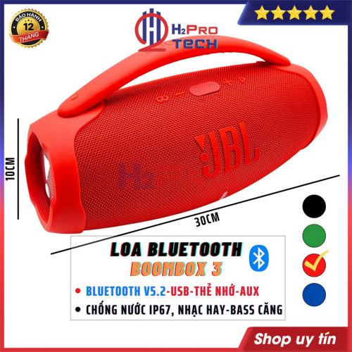 Loa Bluetooth Boombox 3 Đời Mới Bass Mạnh, Âm Thanh Lớn Cực Đỉnh Bluetooth 5.2, Thiết Kế Cực Đẹp Bh 12 Tháng-H2Pro Tech