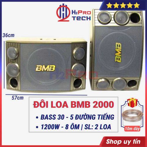 Đôi Loa BMB 2000C 1200W Bass 30-5 Đường Tiếng (2 Cái), Loa BMB Karaoke Gia Đình Liên Doanh Xịn (Tặng 10M Dây)-H2Pro Tech