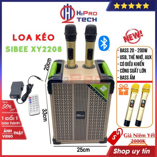 Loa karaoke di động, loa kéo bluetooth Sibee XY2208 hát karaoke cao cấp bass 20 200W, USB, thẻ nhớ, AUX - Shop H2pro