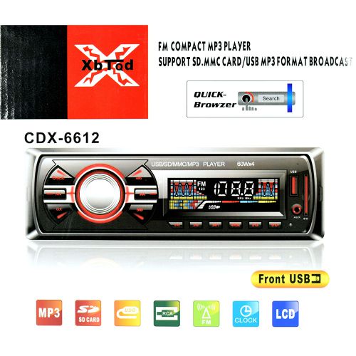 Máy nghe nhạc MP3 cho xe hơi, Ô tô CDX-6612 với Radio thẻ USB, SD MMC, AUX và điều khiển từ xa - 100w - mặt đen - 6 tháng bh | Máy nghe nhạc MP3