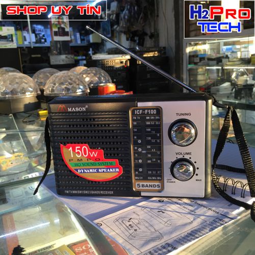 Máy radio chuyên dụng Mason ICF-F100 tặng dây sạc (Đen) | Đài radio