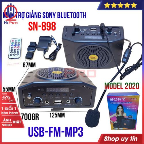 Máy trợ giảng Sony SN-898 H2Pro, loa xách tay karaoke bluetooth USB-FM-MP3 model 2020