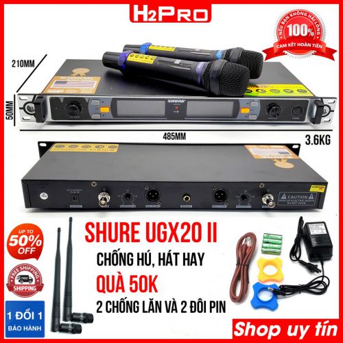 Micro không dây Shure Ugx20 II đời mới, chống hú-hát hay, micro karaoke không dây Shure chất lượng cao ( tặng 2 chống lăn và 2 đôi pin trị giá 50K )