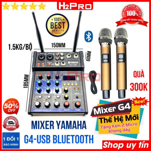 Mixer karaoke Yamaha G4-USB Bluetooth H2Pro chính hãng, mixer karaoke bluetooth cao cấp giá rẻ (tặng 2 micro karaoke không dây giá 300K)