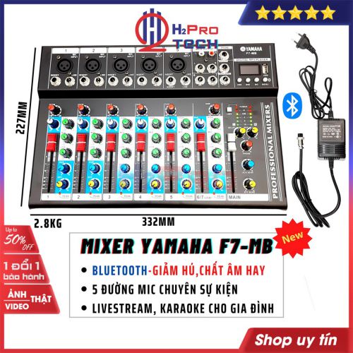 Mixer Yamaha F7-MB Có Bluetooth, Âm Hay, Bộ Trộn Âm Thanh Mixer Chuyên Karaoke, Livestream, Thu Âm Cao Cấp-H2pro Tech