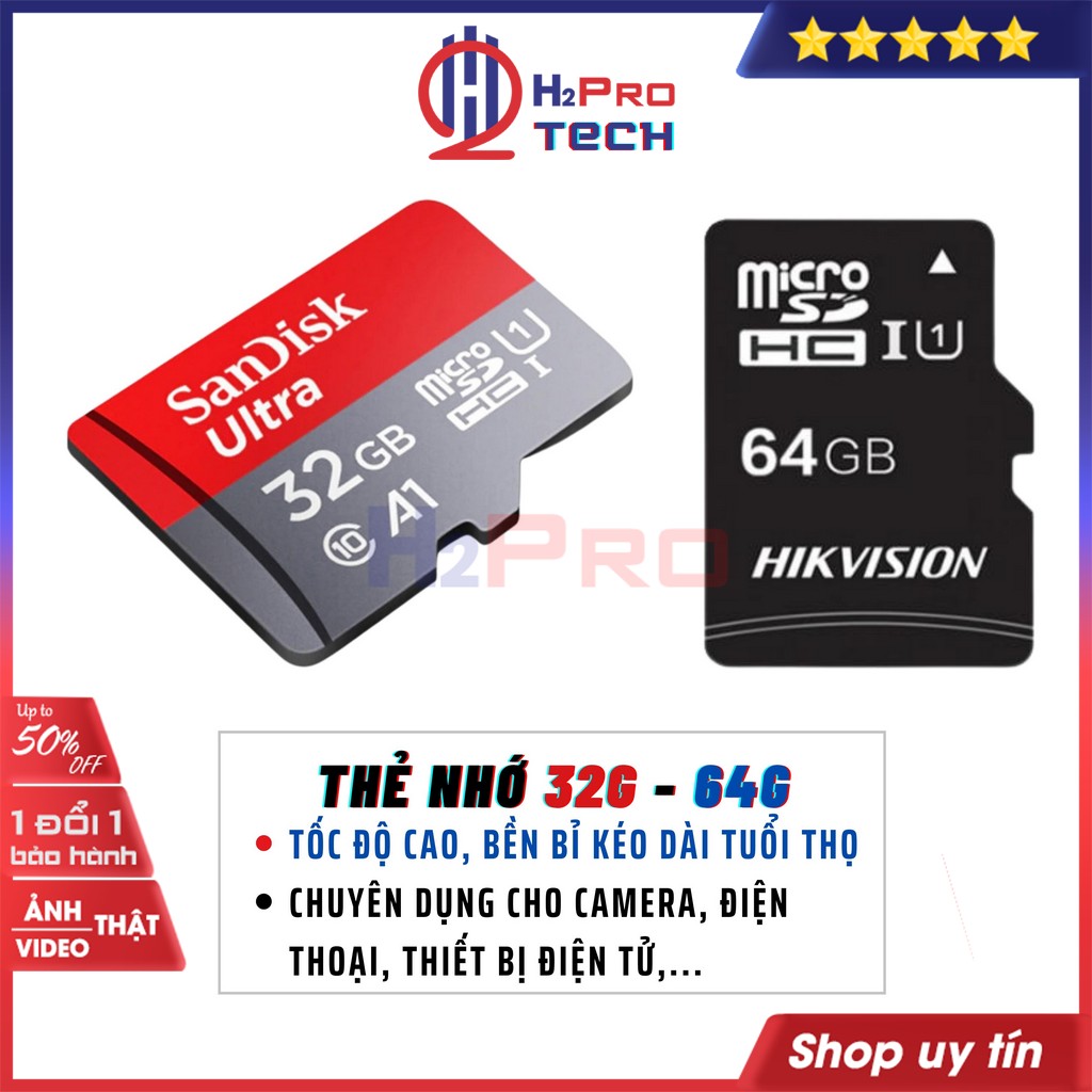 Thẻ Nhớ 64G, 32G, 8G Micro SD Sandisk Hikvision