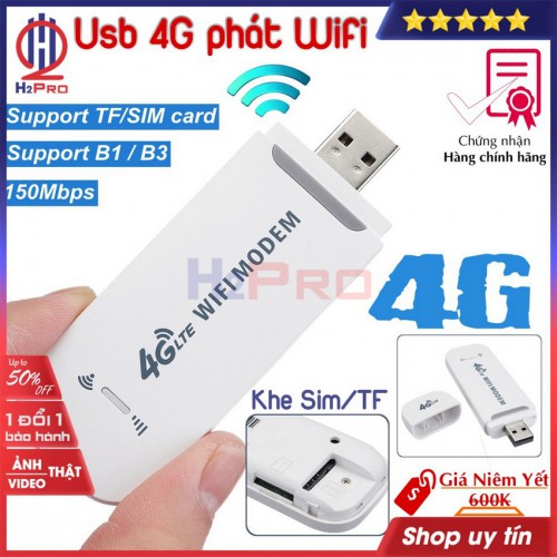 Usb 4g phát Wifi Dongle H2pro tốc độ 150Mbps-10 thiết bị (1 chiếc), usb 4g cho laptop, máy tính, điện thoại cao cấp giá rẻ