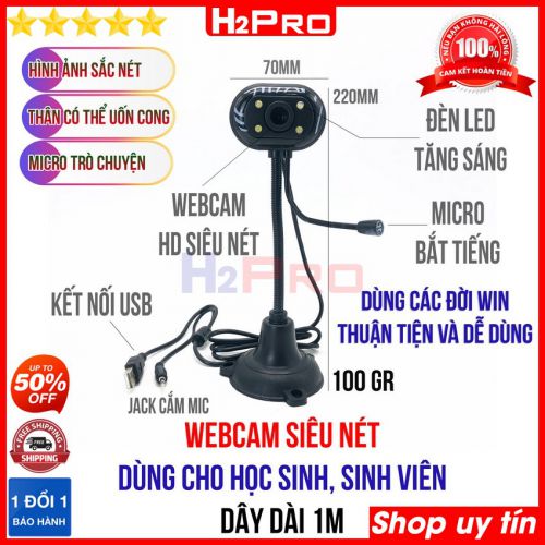 Webcam Chân Cao Có Mic H2Pro chất lượng cao, Webcam giá rẻ cho học sinh, sinh viên