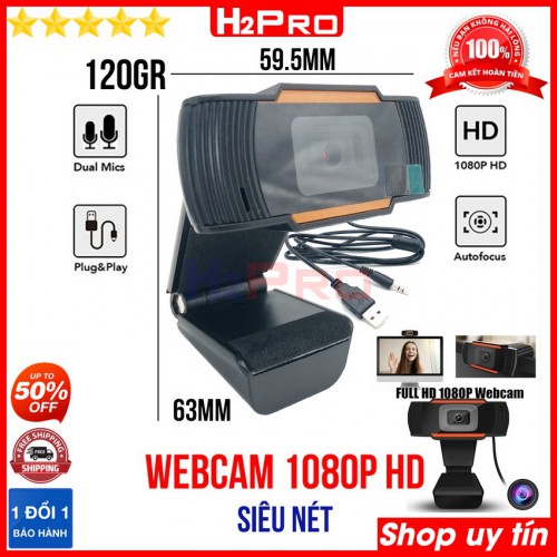 Webcam PC Có Mic H2Pro siêu nét FULL HD 1080 chất lượng cao-chân kẹp, webcam máy tính giá rẻ cho học sinh, sinh viên