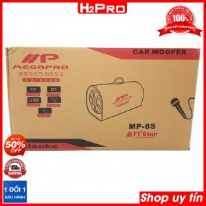 Loa bluetooth karaoke bass 20 Megapro H2Pro USB-Thẻ nhớ-Radio-2 lỗ mic, loa gầm ghế ô tô nghe nhạc hay điện 220V-110V-24V-12V