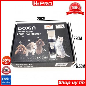 Tông đơ cắt lông cho chó mèo bOXin BX-7888 12W H2PRO, máy cạo lông chó mèo tặng 4 cữ và thêm 1 pin dự phòng 120K